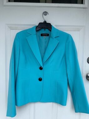 Kasper Women's Bright Turquoise Two-Button Tailored Blazer